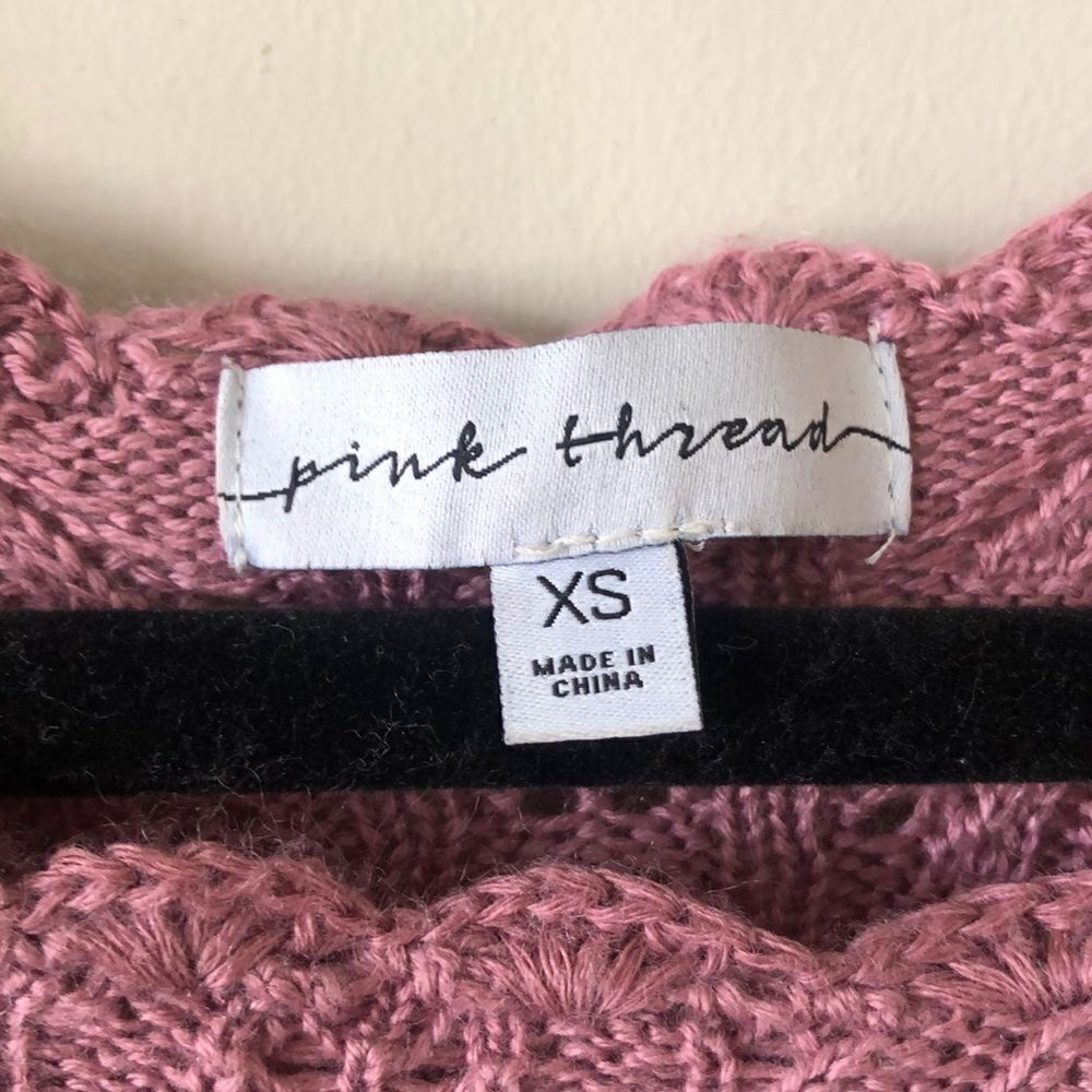 Pink Thread Ruffle Front/Back Knit Sweater - Picture 3 of 6
